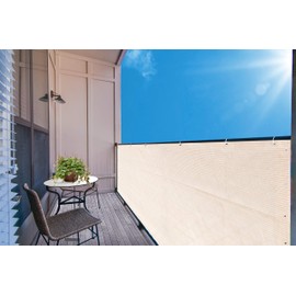 33'' x 6' Privacy Screen Windscreen Mesh for Balcony Apartment Railing Porch Deck Pool Backyard Fence (33 in x 6 FT, Banha Beige)