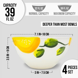 AUTENTICA CERAMICS Ceramic Bowls Set of 4 – 7.1-Inch (39 fl oz) | Handmade in Spain – Ideal as Everyday Soup, Cereal, and Breakfast Bowls – Durable Pottery, Lead-Free, Microwave Safe