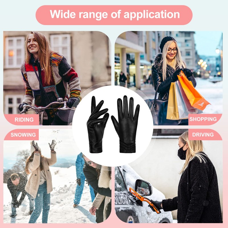 GSG SINCE 1998 Womens Genuine Leather Gloves with Wool Lined