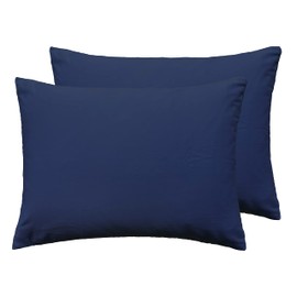 CT COTIM COYIN Soft 100% Cotton Zipper Pillowcases, Cozy and Lightweight Pillow Cover, Easy Care Pillow Case Protector, Set of 2, Navy Blue, Queen, 20" x 30"