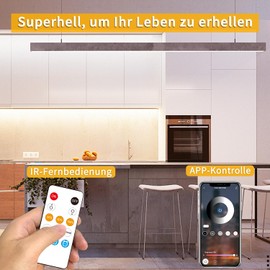 Yeewhale COB LED Strip 3000 K Warm White, App Control with Remote Control, 20 m, Dimmable, 24 V, Flexible COB LED Strips, Set Bright Under-Unit Light for Home Party DIY Decoration