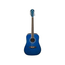 Oscar Schmidt 6 String OGHS 1/2 Size Dreadnought Acoustic Guitar. Trans, Right, Transparent Blue (OGHSTBL-A)