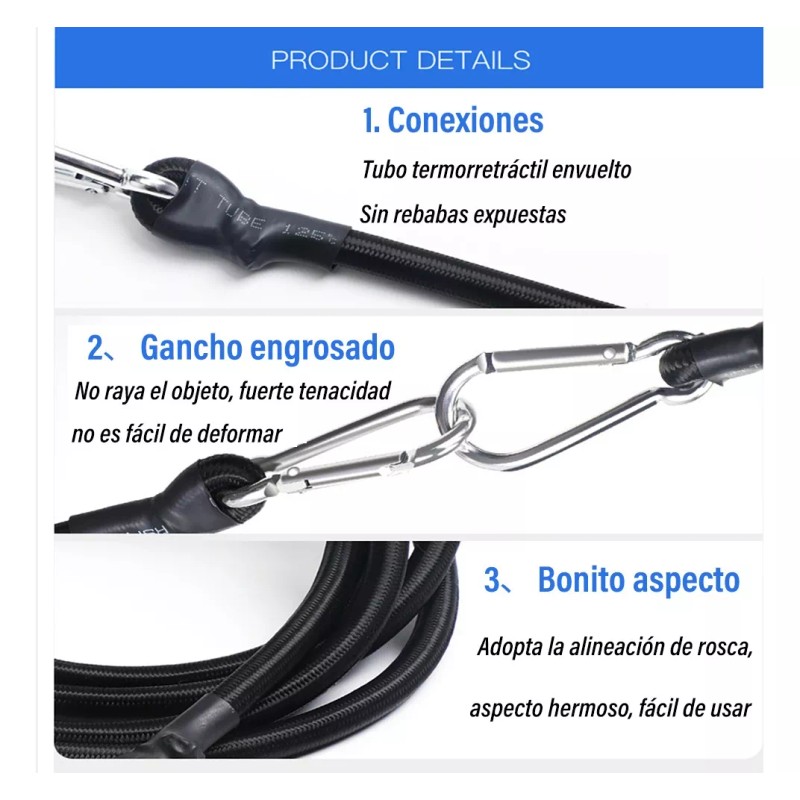Redes Malla Moto Sujetar Casco Portabulto Cuerda Gancho 3pcs