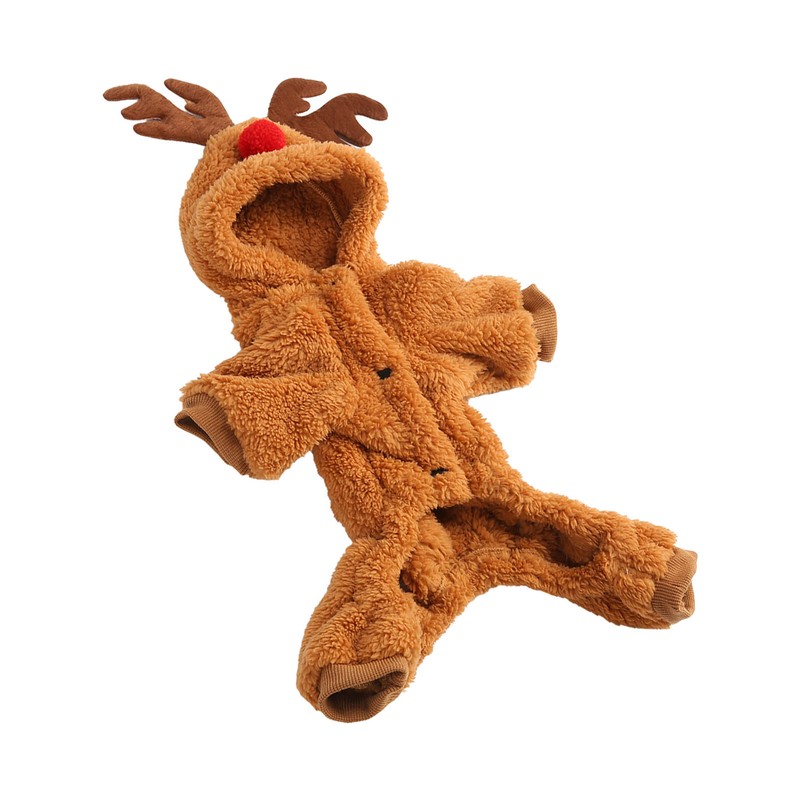 Reindeer Dog Hoodie Interesting Soft Warm Dogs Winter Pajamas for