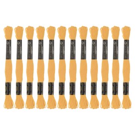 HARFINGTON 12 Skeins Embroidery Floss 8.75yds(8m) Egyptian Long-Staple Cotton Cross Stitch Thread for Sewing DIY Bracelet Yarn String and Crafts, Creamy Yellow(6019)