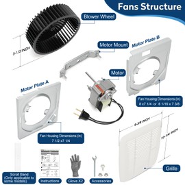 BKR60 Bathroom Ceiling Fan & Grille Kit – Quiet 60 CFM High Airflow Bathroom Exhaust Fan Replacement for 670, 671, 688-G, 688-H, 688-J, 688-K, 693, 695, 695-R02, 696N, 696N-R02, 690-A, 690NT-A