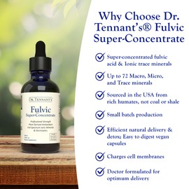 Dr. Tennant's Fulvic Super-Concentrate Liquid | Enhances Cellular Energy & Detoxification | Provides Essential Trace Minerals | 120-Day Supply