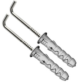 L Square Hook with M6 x 30mm Wall Plug (Pack of: 2) Hanging Kit Hard Wall