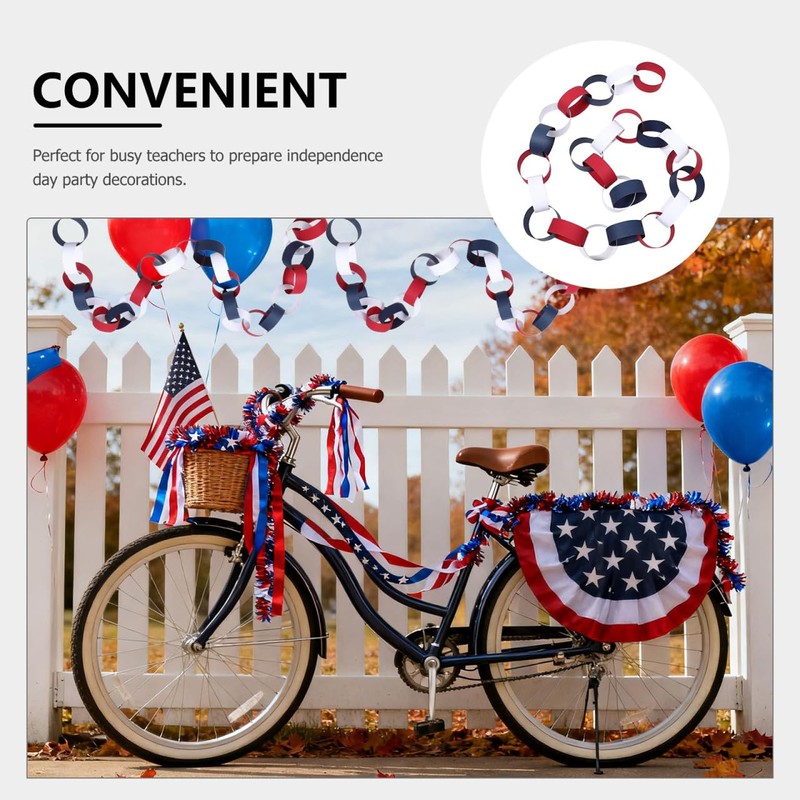 Baluue 4th of July Paper Chain, Red White and Blue