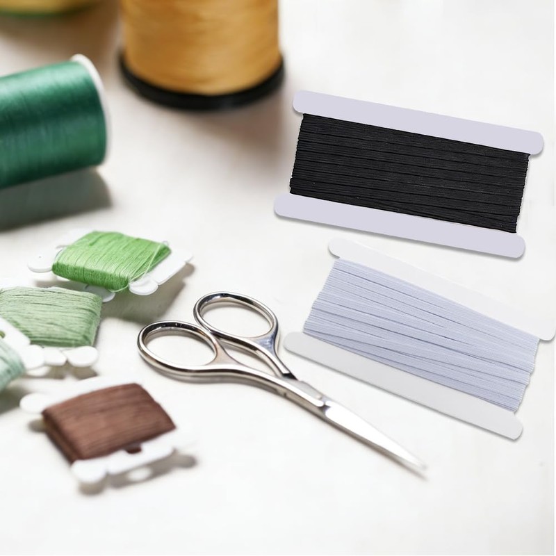 2Psc 6mm Width Elastic for Sewing, 20m White Black Sewing