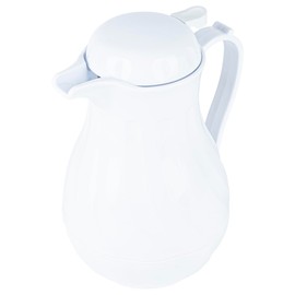 Restaurantware-Restpresso 64 Ounce Coffee Carafe, 1 Insulated Coffee Server - Push-Button Top, Swirl Design, White Plastic Pitcher, Built-In Handle, With Identification Tags
