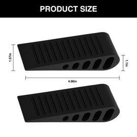 2 Pack Door Stoppers Heavy Duty, Rubber Door Stop Tall up to 1.1 Inch, Large Door Wedge Stopper for Bottom of Door, Suitable for Home Office School, Black