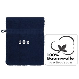 Wash Mitt Set 10 Pieces PREMIUM 100% cotton quality 470gsm, colour dark blue