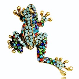 FAIRYGATE Brooch Pins for Clothes Colourful Little Frog Brooches with Diamonds Anti Exposure Fixed Brooches Lapel Pins for Men, B4618