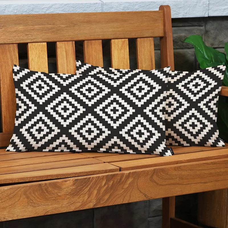 EKOBLA Black and White Accent Throw Pillow Covers Repeating Pattern