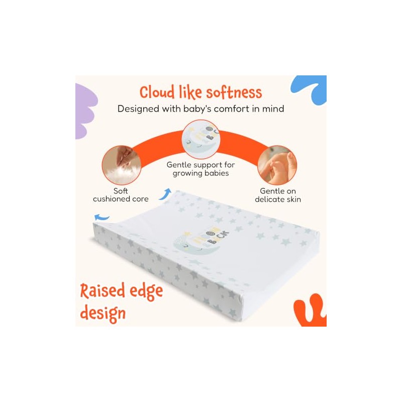 Anti-Roll Wedge Baby Changing Mat - Extra Thick & Durable,