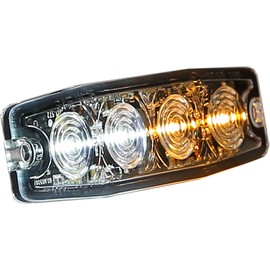 Buyers Products 8892242 4.5 Inch Ultra Thin LED Strobe Light, Amber/Clear, 4 LEDs, Synchronous and Alternating Flash Patterns, Emergency Light for Vehicles, Truck and Trailer Lights and Accessories