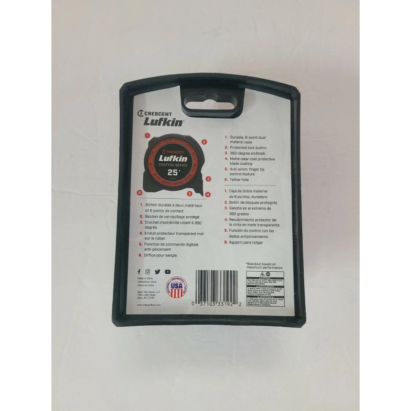Lufkin New CRESCENT LUFKIN TAPE MEASURE 1-3/16 X 25' Command