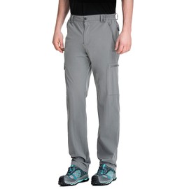 clothin Men's Elastic-Waist Travel Pant Stretchy Lightweight Pant Multi-Pockets Quick Dry Breathable(Light Grey XL-30)