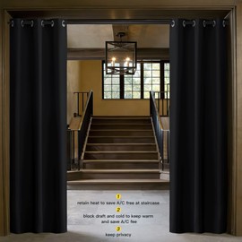 NICETOWN Door Curtain for Doorway Privacy, Curtains 80 Inch Length, Room Divider Curtain Cover, Blackout Temporary Insulated Closet Curtain for Bedroom Closet (1 Panel, 6.7ft Tall x 2.8ft Wide, Black)