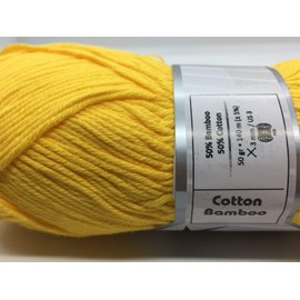 Yellow Cotton Bamboo Yarn - 50 Gram, 153 Yards, #2 Weight (Sport, Fine) - #41444