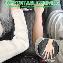 VKGUG Center Console Heighten Cover with Front Storage Pocket Universal Leather Memory Foam Armrest Booster Cushion Car Arm Rest Storage Box Protector for Cars, SUVs, Trucks (Black)