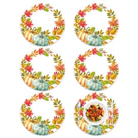 Tarklanda Fall Watercolor Placemats Set of 6-13.4 Inch Round Washable Vinyl Table Mats Thanksgiving Maple Leaf Pumpkin Plastic Place Mats for Kitchen Dining Party Indoor Outdoor Decor