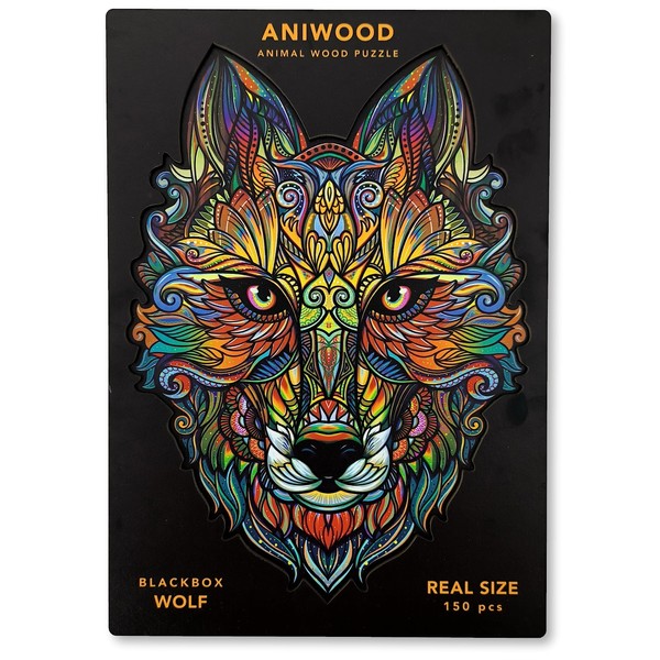 Aniwood Animal-Shaped Wooden Puzzle, Lid Punched with Full-Sized Profile of