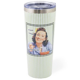 Boston International Anne Taintor Stainless Steel Travel Tumbler with Lid, 22-Ounces, Breakfast Wine