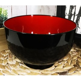 Ebros Gift Made In Japan Black Red Lacquer Copolymer Plastic Large Ramen Bowl 38oz Set of 6