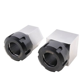 BestParts Finish Machining, High Precision 0.0005", ER-32 Collet Chucks Block Set Of 2 Square And Hex Workholding Holder For CNC Lathe Engraving Machine