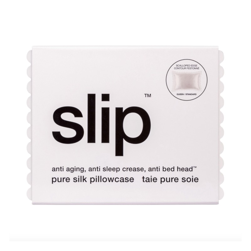Slip Pure Silk Queen Pillowcase - White Scollop