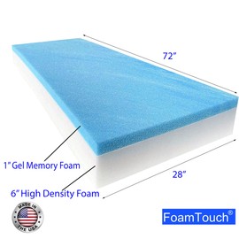 FoamTouch 7" Height x 28" Width x 72" Length Camper/RV bunk Mattress with Gel Memory Foam -No Cover