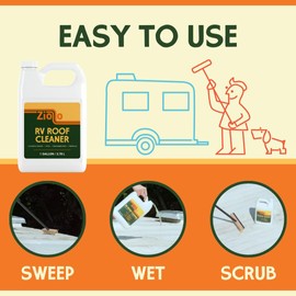 Ziollo RV Roof Cleaner - Fast-Acting Formula for EPDM & TPO Rubber, Fiberglass & Metal Roofs - Natural Citrus Outdoor Cleaner - Stain Remover for RV Exterior - 1 Gallon