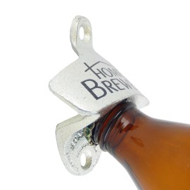 Starr Cast Iron Home Brewed Beer Soda Bottle Opener Wall Mounted Zinc Plated