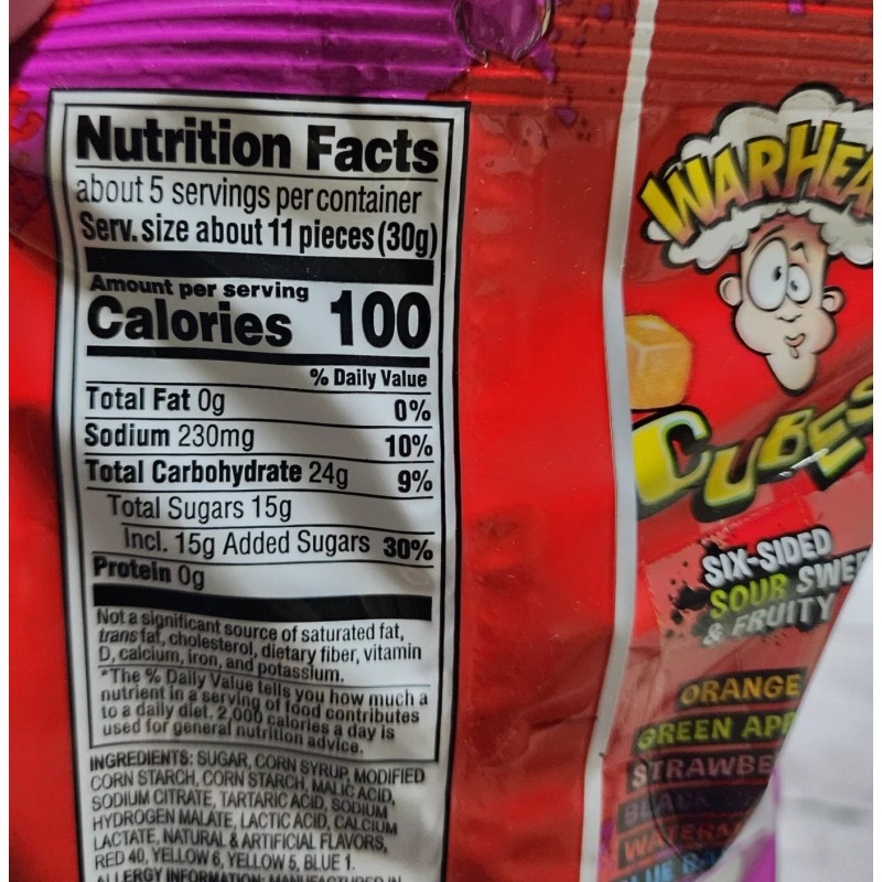Warheads Cubes Chewy Candy 5oz 2-Pack – Sour Fruit Flavors