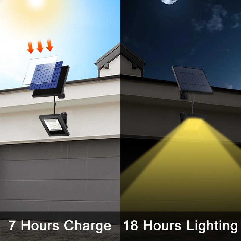Solar Flood Lights Outdoor with Extension 16FT Cable Dusk to