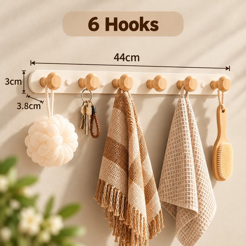 No-Drill Wall Coat Rack for Clothes & Bags – Carbon