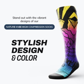 Outway Knee High Compression Socks for Men & Women, Moisture-Wicking Athletic Long Socks, Colorful and Comfortable Fit, Size S/M