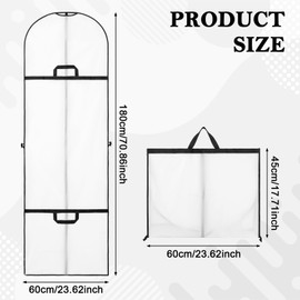 Hejo Dress Bag Cover, 180×60 cm Garment Bags, Dust-proof Clothes Covers Protector Bags, Wedding Dress Bag with Handle, Waterproof Dress Carrier, Suit Coat Covers for Hanging Clothes (White)
