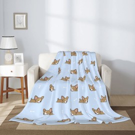 ARYAKO Corgi Blanket Cute Comfort Warm Corgi Throw Blanket Soft Fleece Blankets Corgi Gifts for Corgi Lovers Kids, Black