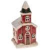Christmas Cornish Village Pottery Lantern Red Church Tea Light Holder