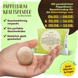 Poplar Wood Lucky Charm Available in 22 Wood Types with Tree Horoscope for Every Birthday. Good Luck Charm or Gift for Family & Friends, Strengthener, Courage in Life Crises or Stress