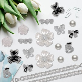 Bling Shoe Charms，Jewelry Croc Chain Shoes Accessories for Women Girls，Luxury Rhinestone Silver Bling Croc Shoe Charms for Clog,Cute Designer Croc Shoe Decoration Jewels Butterfly Flower for Birthday Party Favors