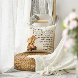 AVOIN colorlife to My Son Throw Pillow Cover, 18 x 18 Inch Son's Gift Boy Birthday Cushion Case for Sofa Bedroom Home Decor from Mum Dad