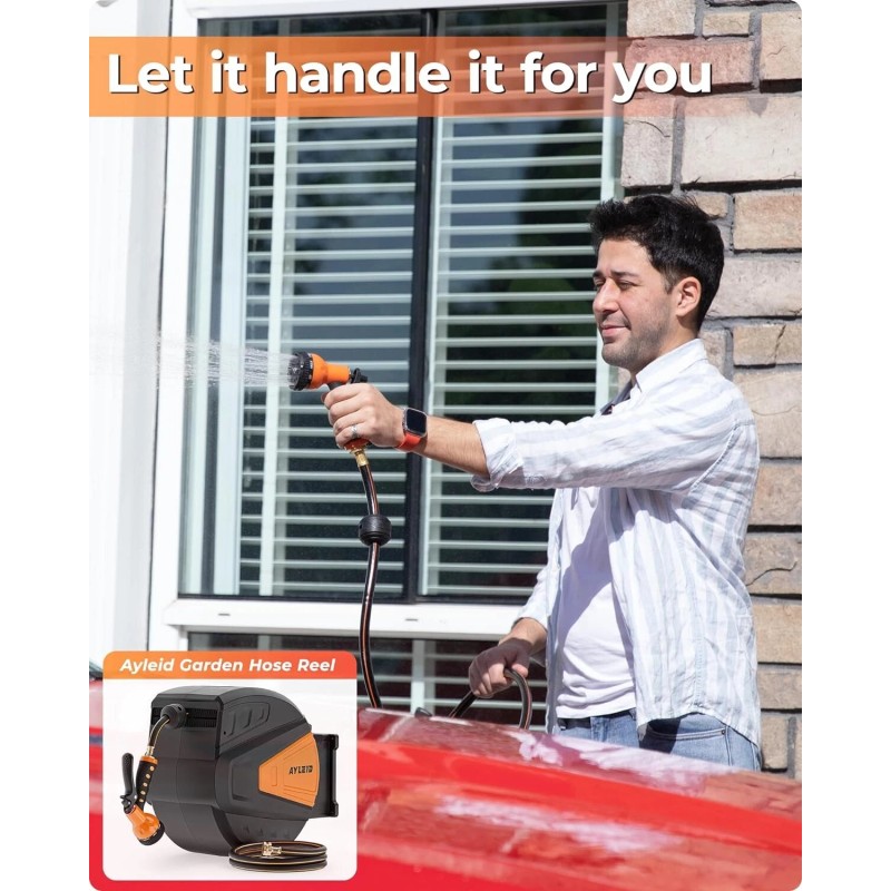 Ayleid Retractable Garden Hose Reel,1/2 in x 100 ft Wall