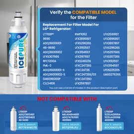 ICEPURE 46-9690 Replacement for LG LT700P ADQ36006101, Kenmore Elite 46 9690, LFXC24726S, 469690, ADQ36006102 LMXS27626S LFXS30766S Refrigerator Water Filter and LT120F Fresh Air Filter,2Combo