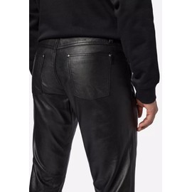 Meezab Genuine Leather Pants Men Motorcycle Biker 5 Pockets Pure Black Leather Jeans Style Trouser for Riding (US, Waist, 38, Regular, Black)