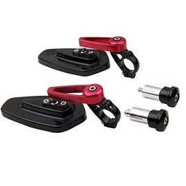 MotorToGo One Pair Red Stem Black House CNC 7/8" Handlebar Bar End Arrow Mirrors for 2019 Ducati Monster 821 Stealth