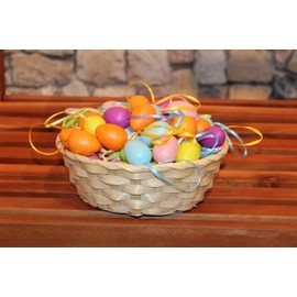 Kamaca Pack of 96 Colourful Easter Eggs Plastic with Ribbon for Hanging Plastic Eggs for Indoor and Outdoor Use Great Easter Decoration for Easter (96 pieces Pastel 4 cm)
